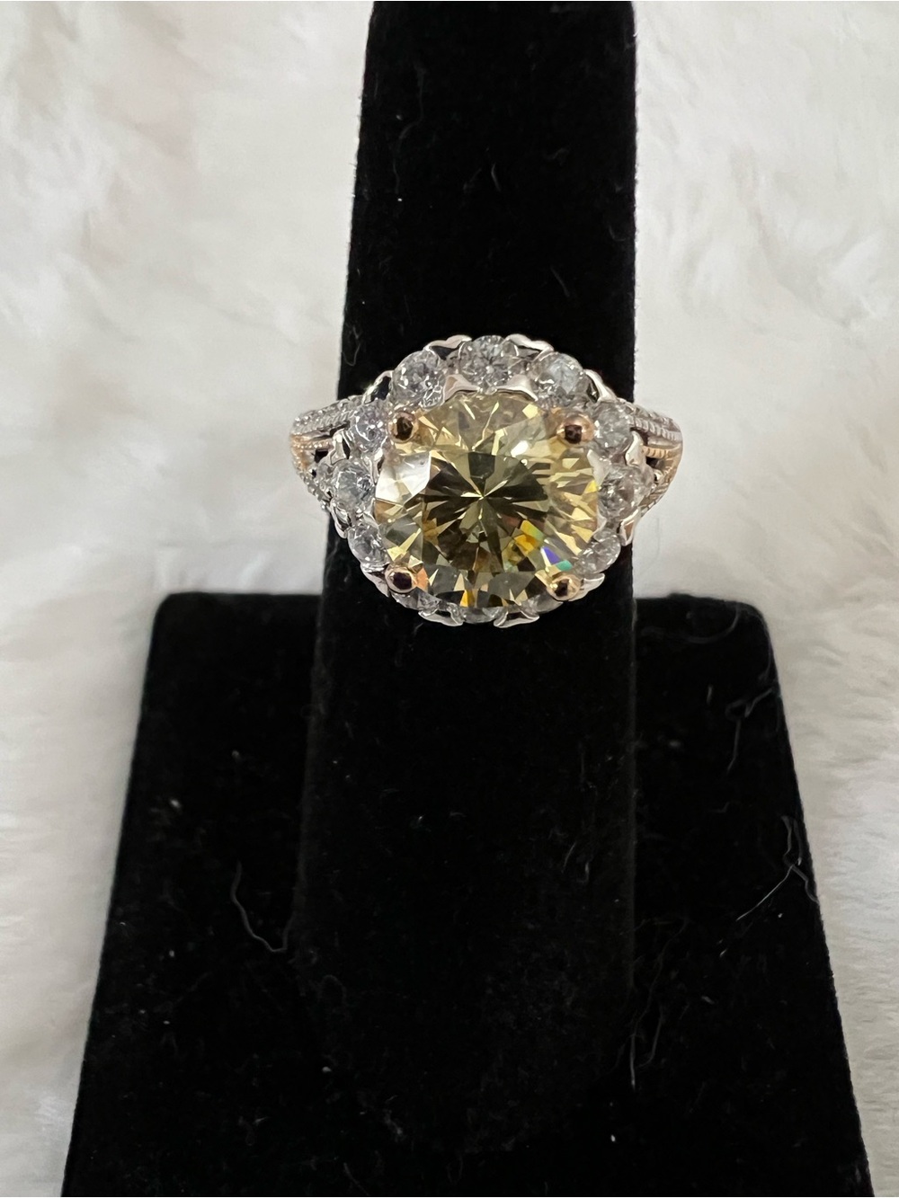 Yellow Halo Sterling Silver Cocktail Ring - Sparkling Yellow Centerstone